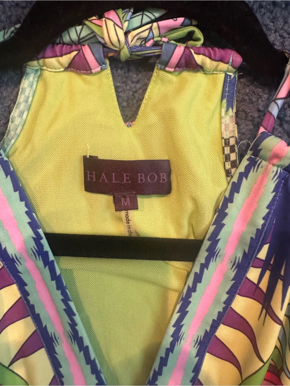 Hale Bob Lime & Teal Geometric Halter Maxi Dress - Picture 5 of 8